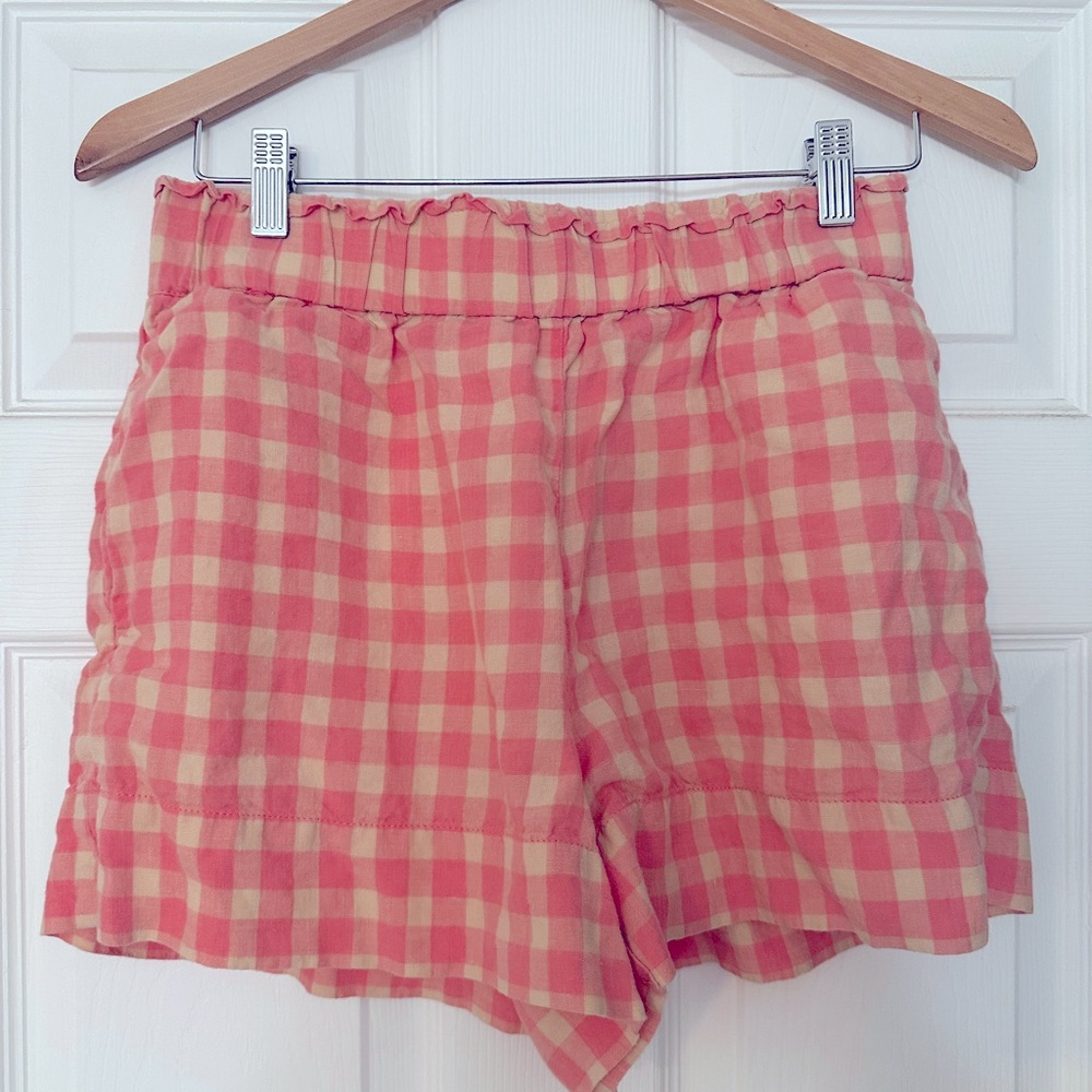 Lou & Grey 100% linen gingham shorts S